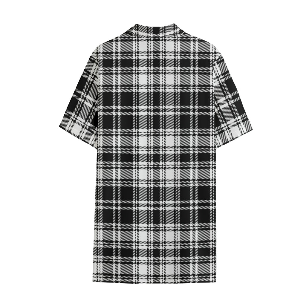 Black And White Plaid Pattern Print Cotton Hawaiian Shirt