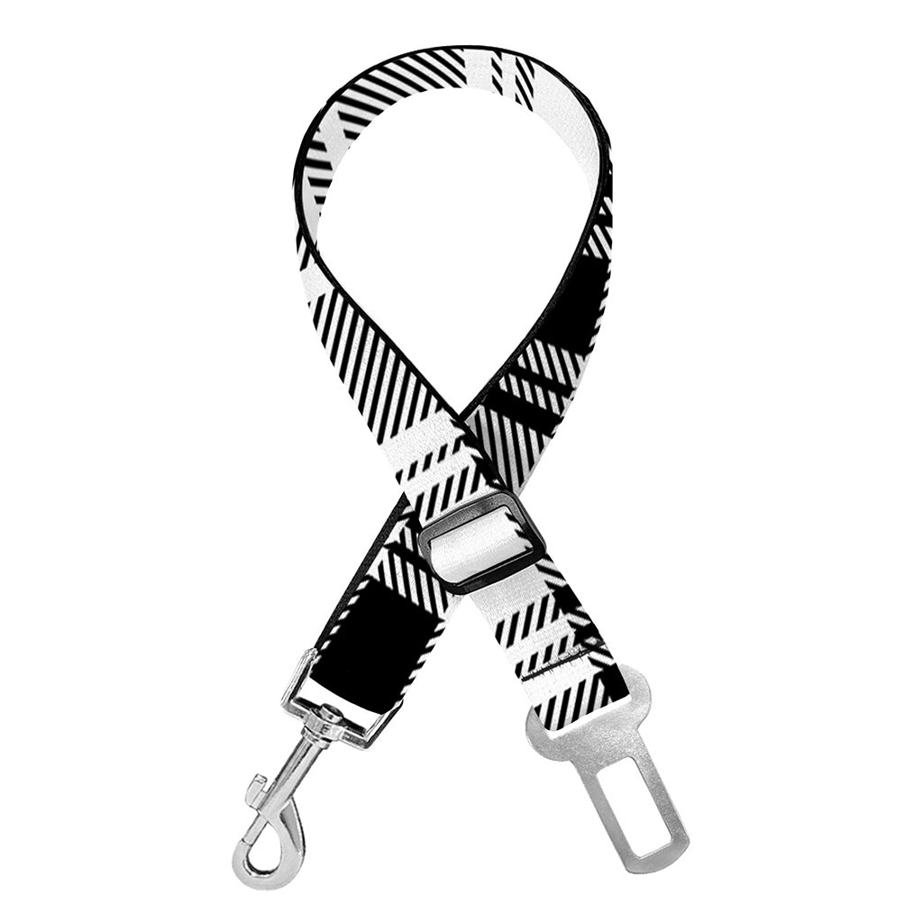 Black And White Plaid Pattern Print Dog Seat Belt