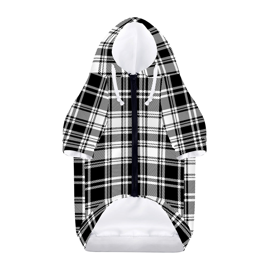 Black And White Plaid Pattern Print Dog Zip Up Hoodie