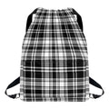 Black And White Plaid Pattern Print Drawstring Backpack