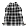 Black And White Plaid Pattern Print Drawstring Bag