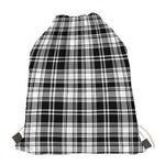 Black And White Plaid Pattern Print Drawstring Bag