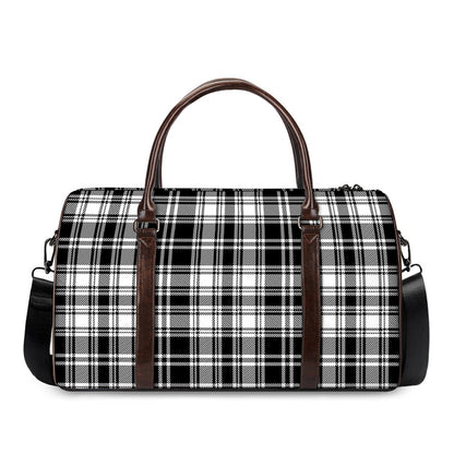 Black And White Plaid Pattern Print Duffle Bag