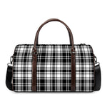 Black And White Plaid Pattern Print Duffle Bag
