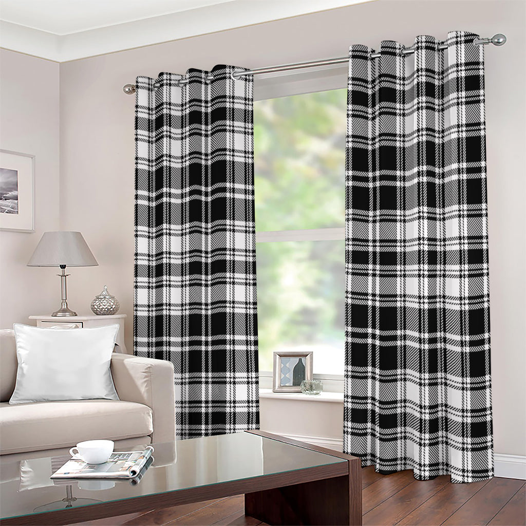 Black And White Plaid Pattern Print Extra Wide Grommet Curtains