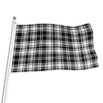 Black And White Plaid Pattern Print Flag