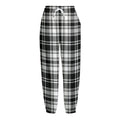 Black And White Plaid Pattern Print Fleece Lined Knit Pants