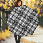 Black And White Plaid Pattern Print Foldable Umbrella
