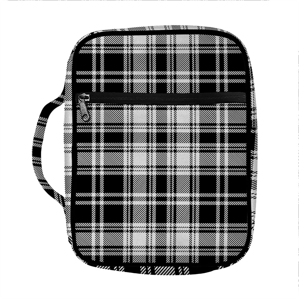 Black And White Plaid Pattern Print Front Pocket Bible Bag