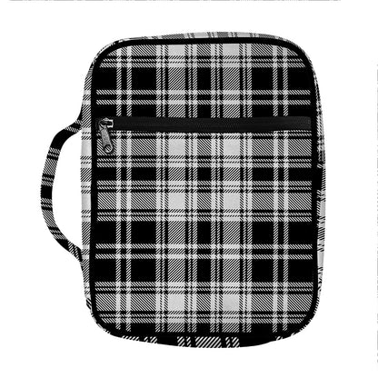Black And White Plaid Pattern Print Front Pocket Bible Bag