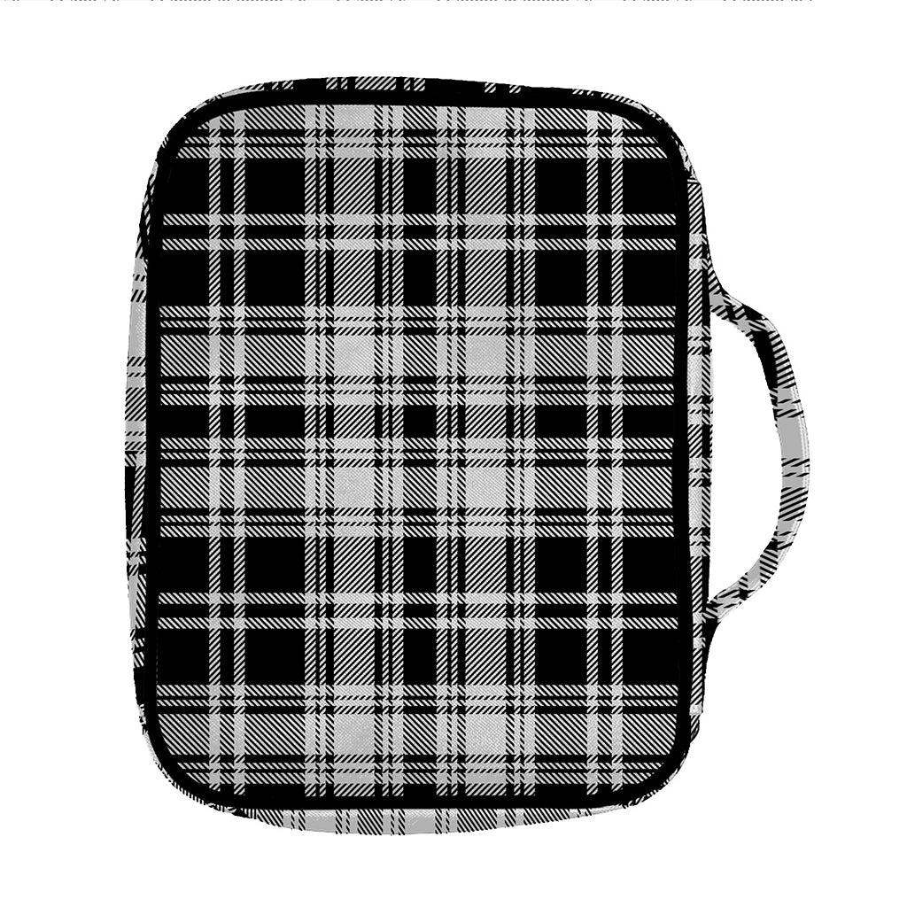 Black And White Plaid Pattern Print Front Pocket Bible Bag