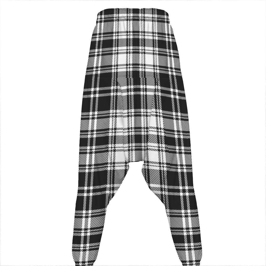 Black And White Plaid Pattern Print Hammer Pants