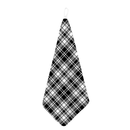 Black And White Plaid Pattern Print Hand Towel