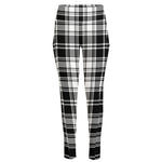 Black And White Plaid Pattern Print High-Waisted Pocket Leggings