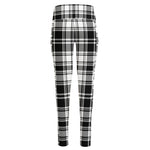 Black And White Plaid Pattern Print High-Waisted Pocket Leggings