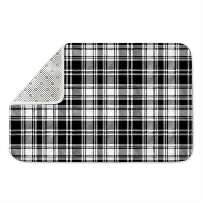 Black And White Plaid Pattern Print Indoor Door Mat
