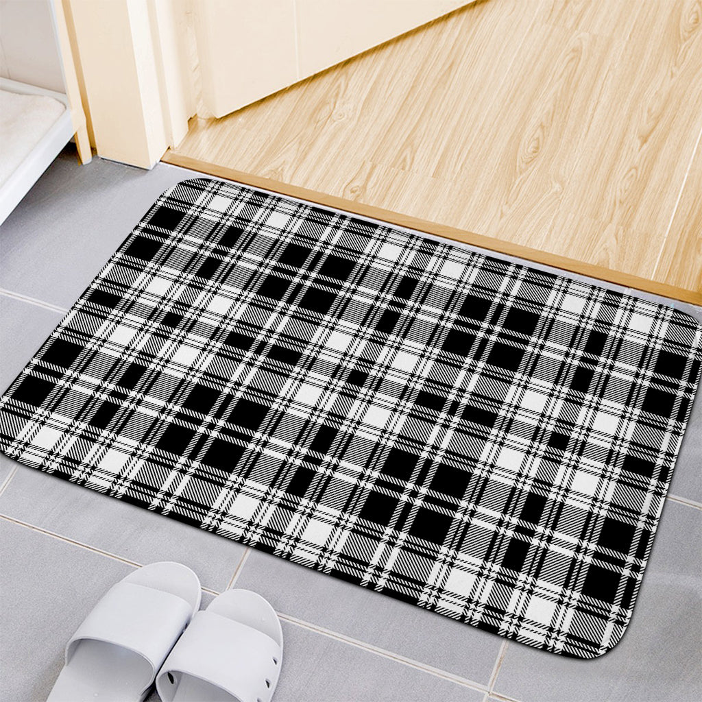 Black And White Plaid Pattern Print Indoor Door Mat