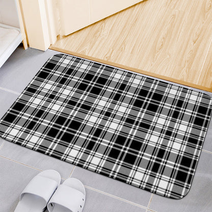 Black And White Plaid Pattern Print Indoor Door Mat