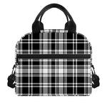 Black And White Plaid Pattern Print Insulated Lunch Bag