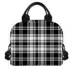 Black And White Plaid Pattern Print Insulated Lunch Bag