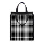 Black And White Plaid Pattern Print Insulated Lunch Tote