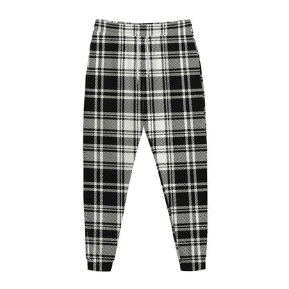 Black And White Plaid Pattern Print Jogger Pants