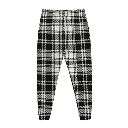 Black And White Plaid Pattern Print Jogger Pants