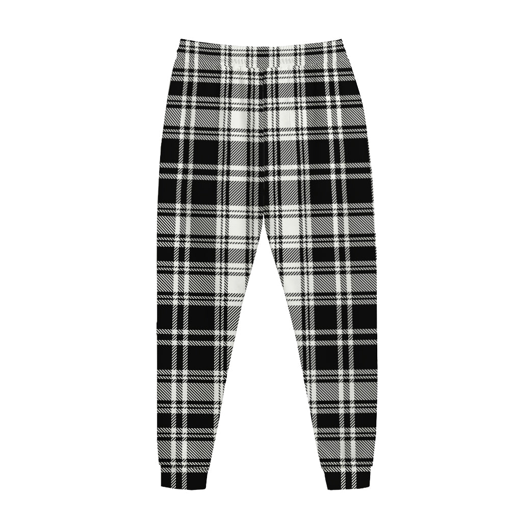 Black And White Plaid Pattern Print Jogger Pants
