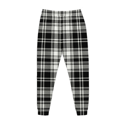 Black And White Plaid Pattern Print Jogger Pants