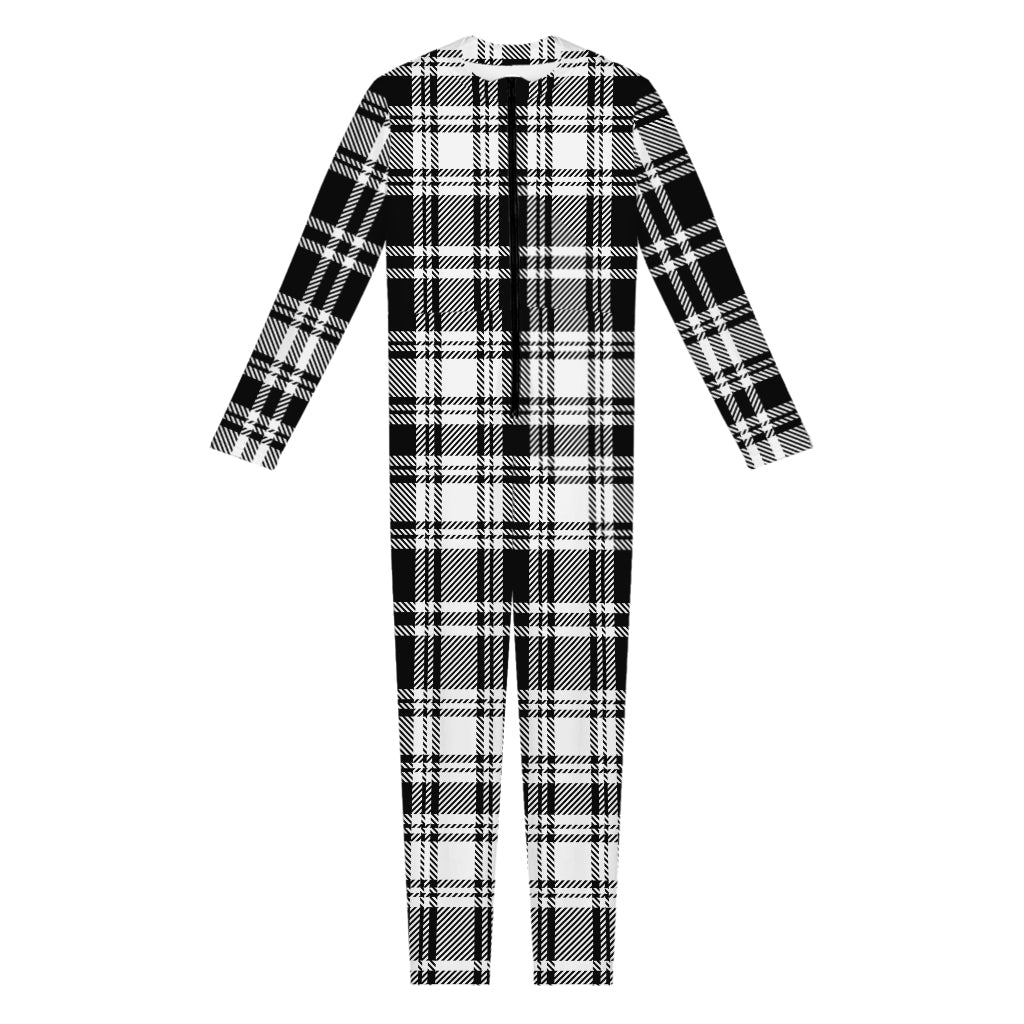 Black And White Plaid Pattern Print Jumpsuit