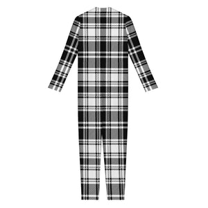 Black And White Plaid Pattern Print Jumpsuit