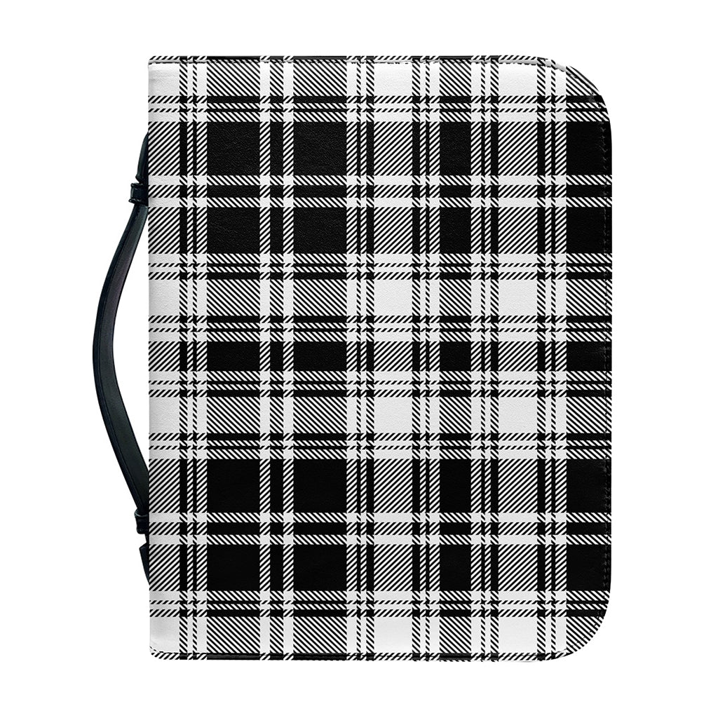 Black And White Plaid Pattern Print Leather Bible Cover