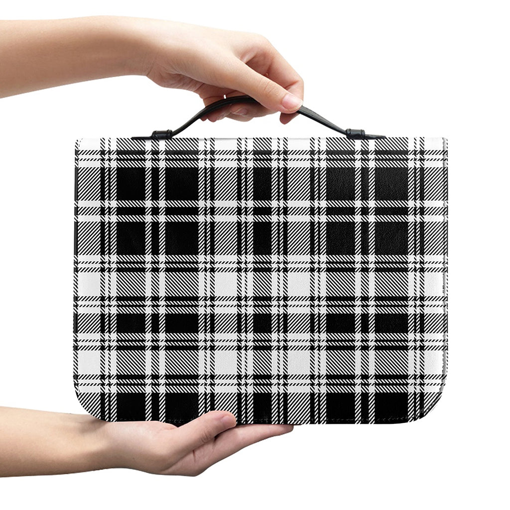 Black And White Plaid Pattern Print Leather Bible Cover