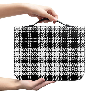 Black And White Plaid Pattern Print Leather Bible Cover
