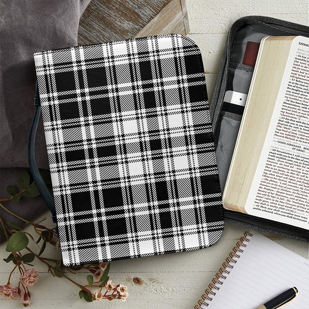Black And White Plaid Pattern Print Leather Bible Cover