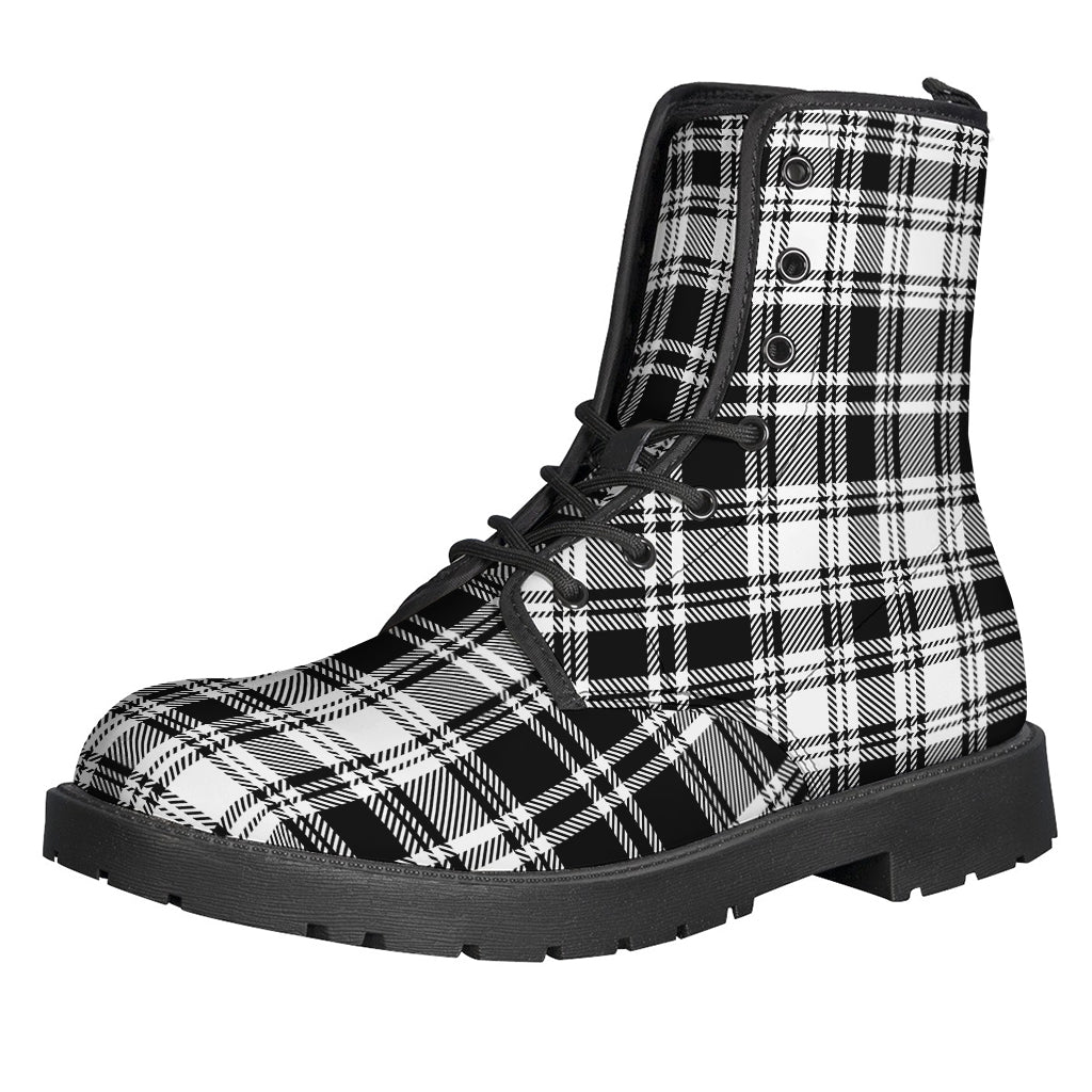 Black And White Plaid Pattern Print Backpack