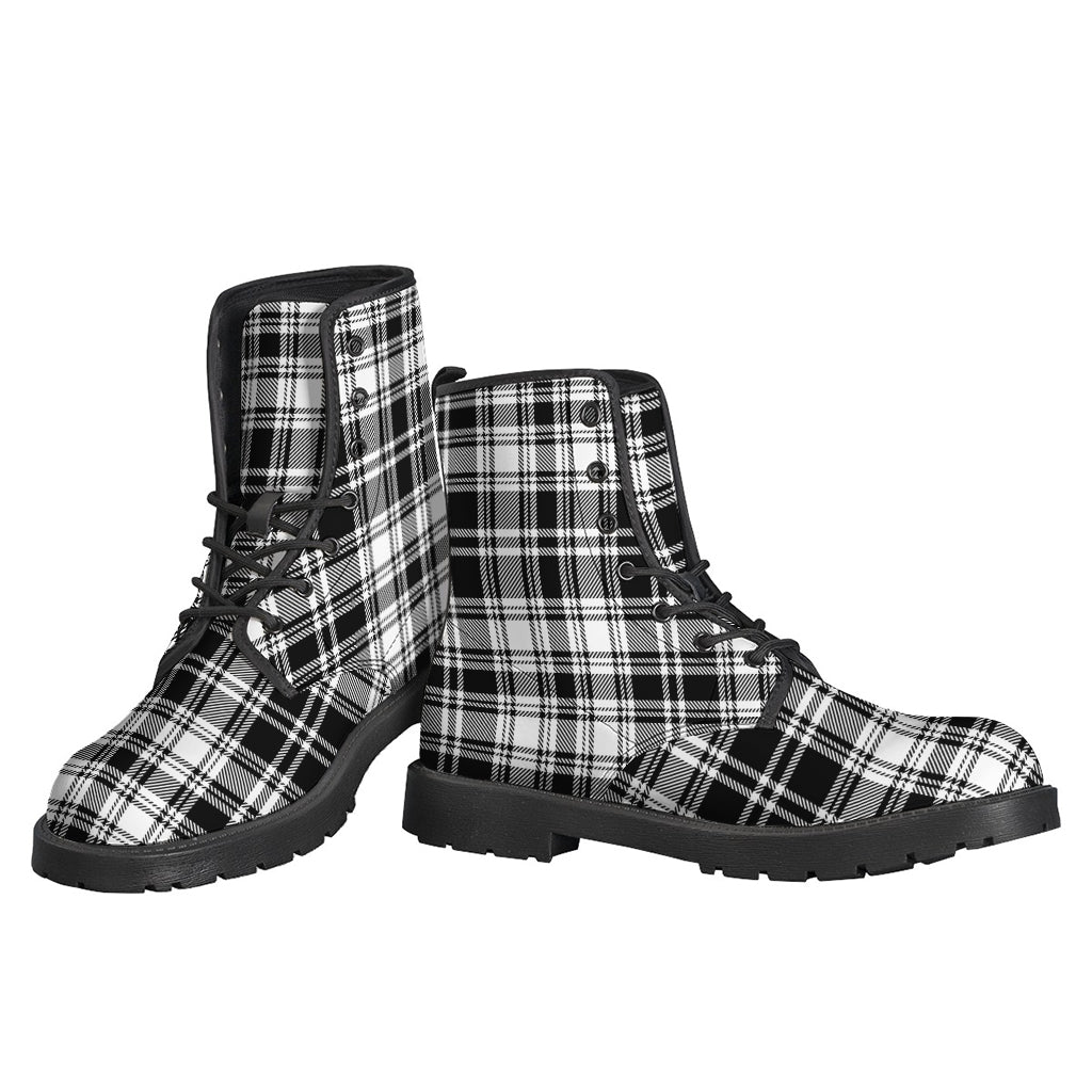 Black And White Plaid Pattern Print Backpack