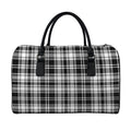 Black And White Plaid Pattern Print Leather Duffel Bag