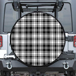 Black And White Plaid Pattern Print Leather Spare Tire Cover