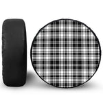 Black And White Plaid Pattern Print Leather Spare Tire Cover