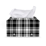Black And White Plaid Pattern Print Leather Tissue Box Cover