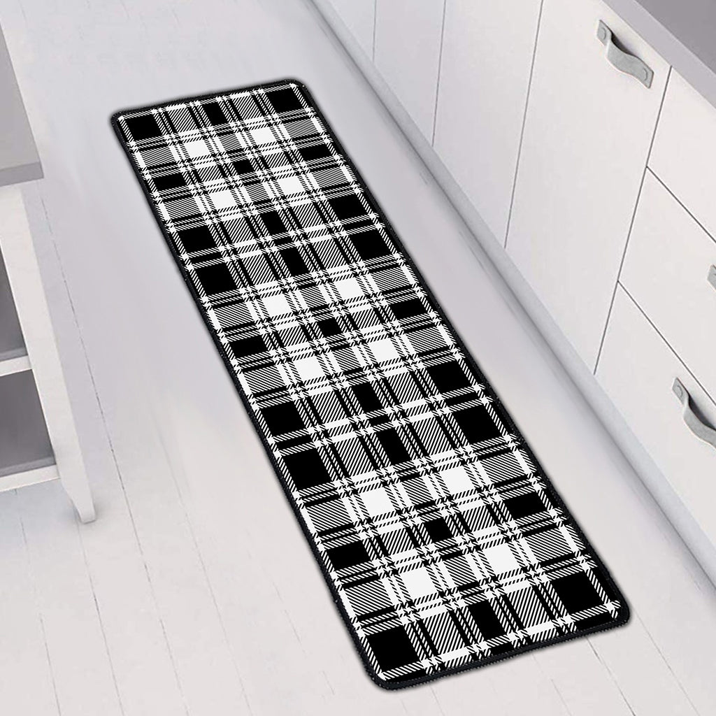 Black And White Plaid Pattern Print Long Kitchen Mat