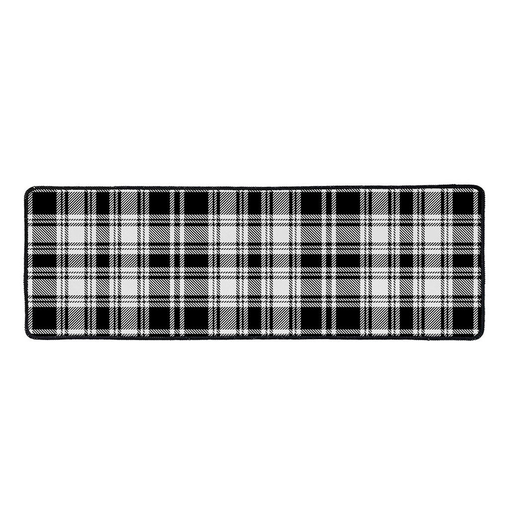 Black And White Plaid Pattern Print Long Kitchen Mat