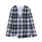 Black And White Plaid Pattern Print Long Sleeve Short Coat