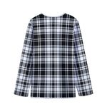 Black And White Plaid Pattern Print Long Sleeve Short Coat