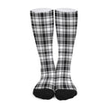 Black And White Plaid Pattern Print Long Socks