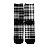 Black And White Plaid Pattern Print Long Socks