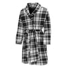 Black And White Plaid Pattern Print Men's Bathrobe