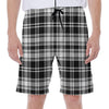 Black And White Plaid Pattern Print Men's Beach Shorts