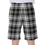 Black And White Plaid Pattern Print Men's Beach Shorts